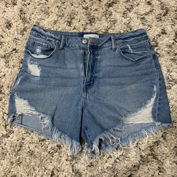 Happily Grey Distressed Jean Shorts - Picture 1 of 4